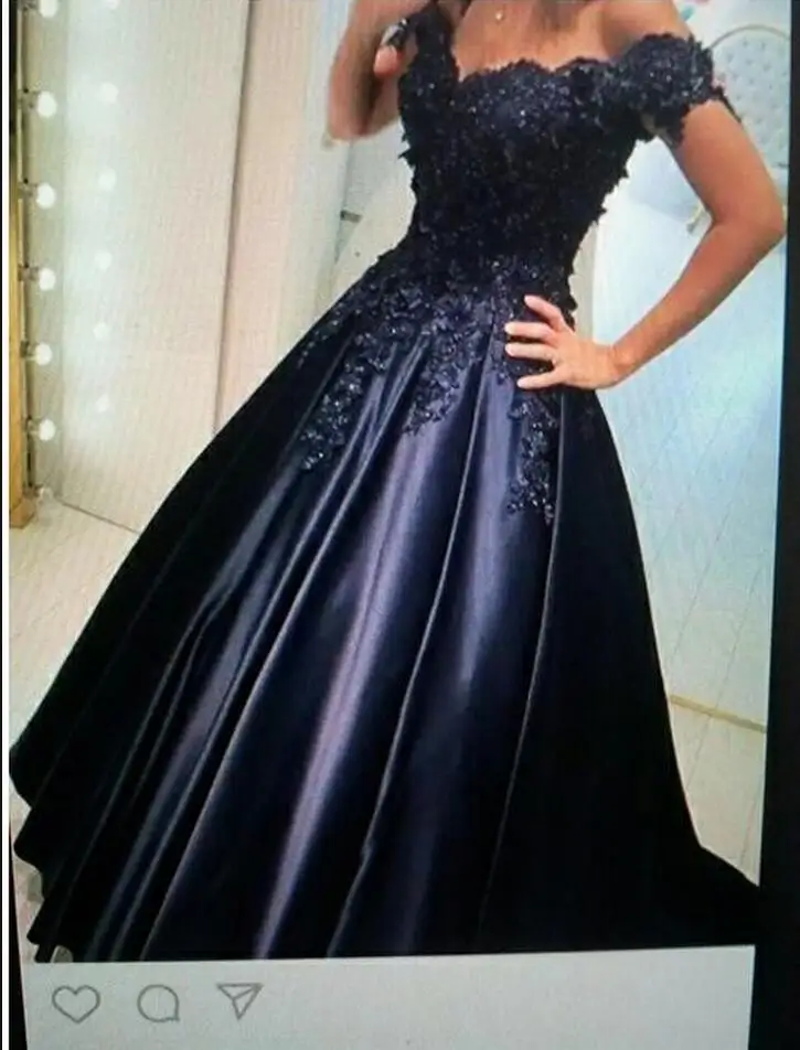 Navy Blue Ball Gown Prom Dress
