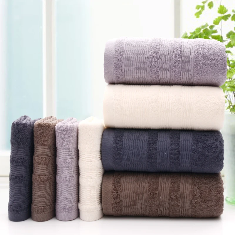 3pcs / Set 100 Cotton Absorbent Towel Set Men 1pc 70x140cm Beach Bath