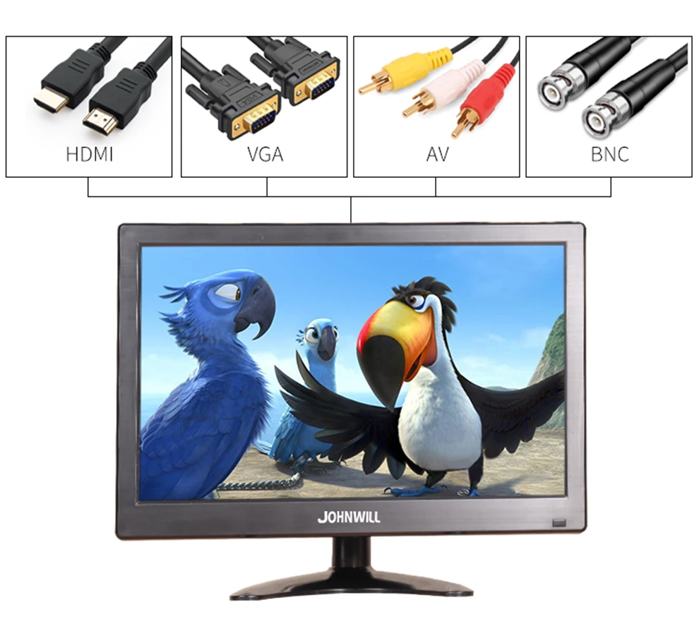  12 inch 1920x1080 LCD HD Monitor Computer PC Display Color Screen 2 Channel Video In Security Monit