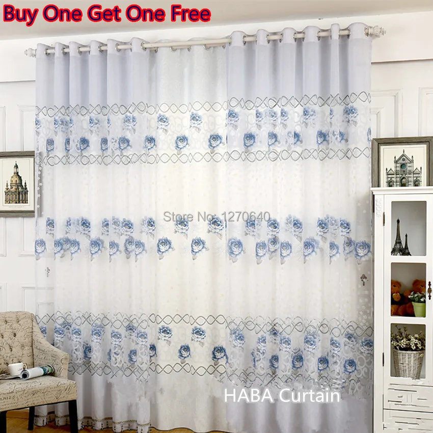 Classic Blue Window Curtains For Bedroom Kitchen Door Blackout