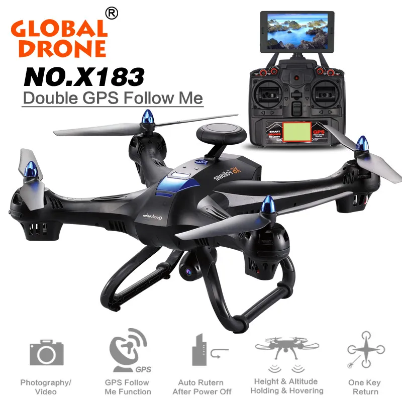 

Mini RC Global Drone 2.4G 6 Axis X183 Gyro Quadcopter With 2MP WiFi FPV HD Camera GPS Brushless Mode Remote Control Toys Gifts