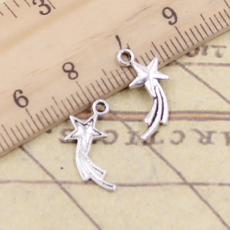 

30pcs Charms shooting star 16x8mm Tibetan Silver Plated Pendants Antique Jewelry Making DIY Handmade Craft