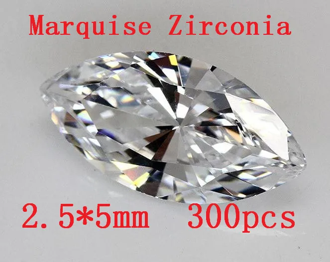 

MRHUANG Free shipping! 300pcs/pack Marquise Shape Zircon 2.5*5MM AAA Grade Cubic Zirconia DIY Jewelry Findings Supplies