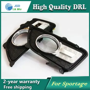 

Free shipping !12V 6000k LED DRL Daytime running light case for KIA Sportage 2013 fog lamp frame Fog light Car styling