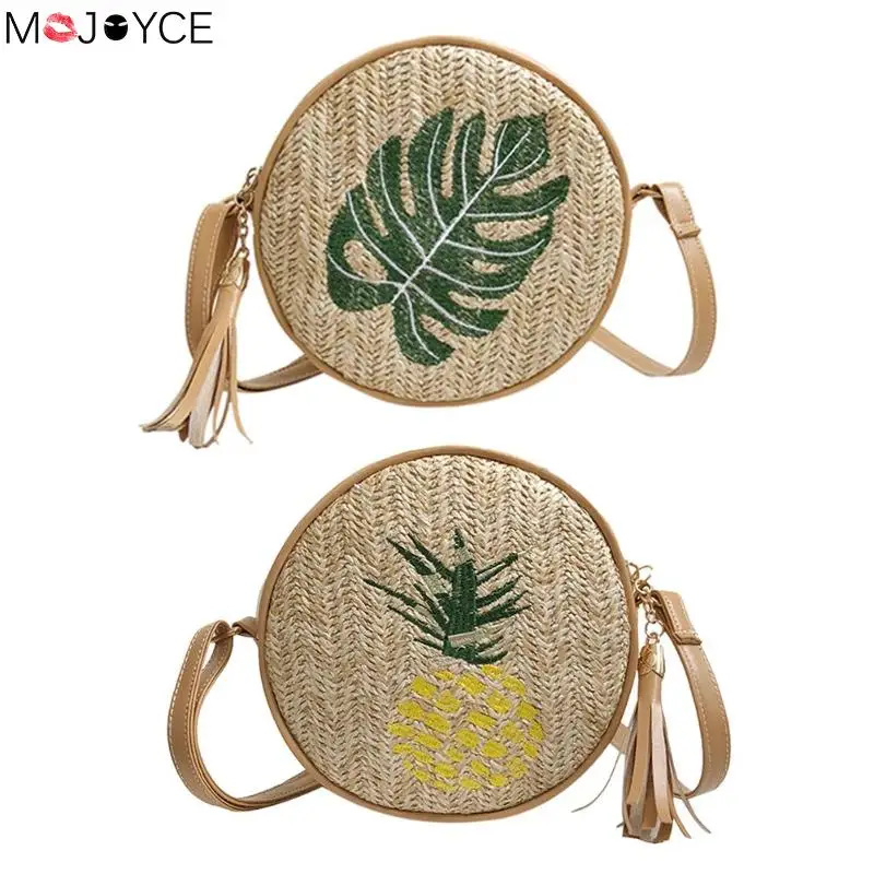 

New Summer Embroider Straw Round Women Shoulder Bags Casual Beach Crossbody Bag for Female Hot Sale Bohemian Fashion Bag 2018