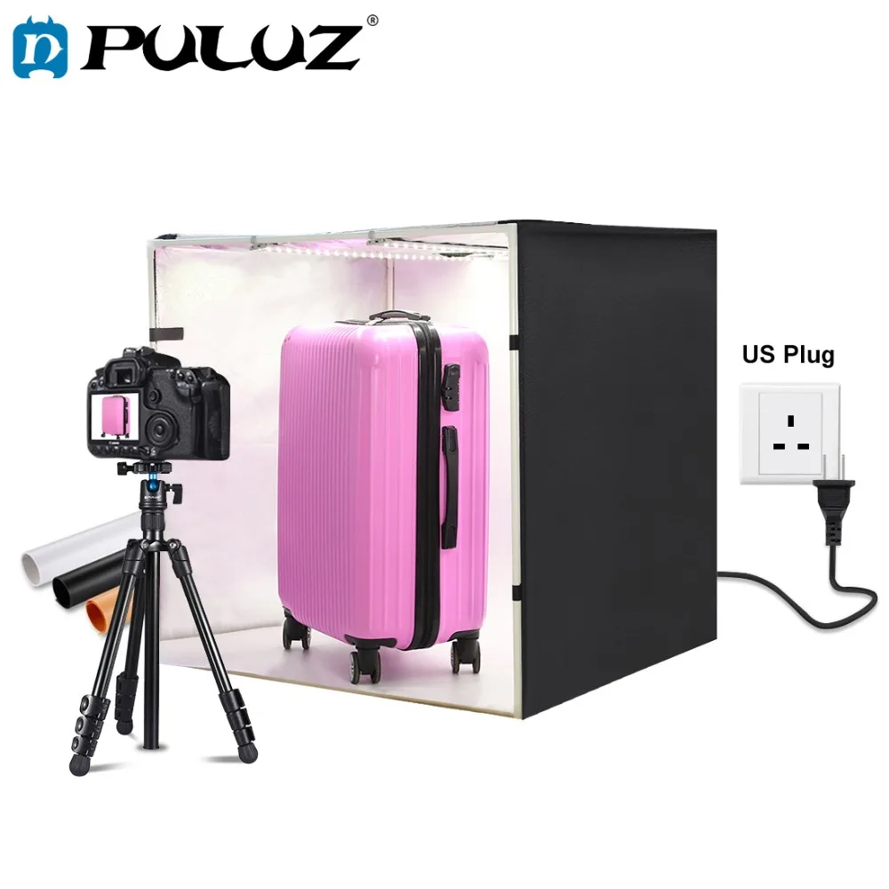 

PULUZ 80cm lightbox Photo Studio Box Softbox 80W White Light Photo Lighting Studio Shooting Tent Box Kit &3 Photography Backdrop