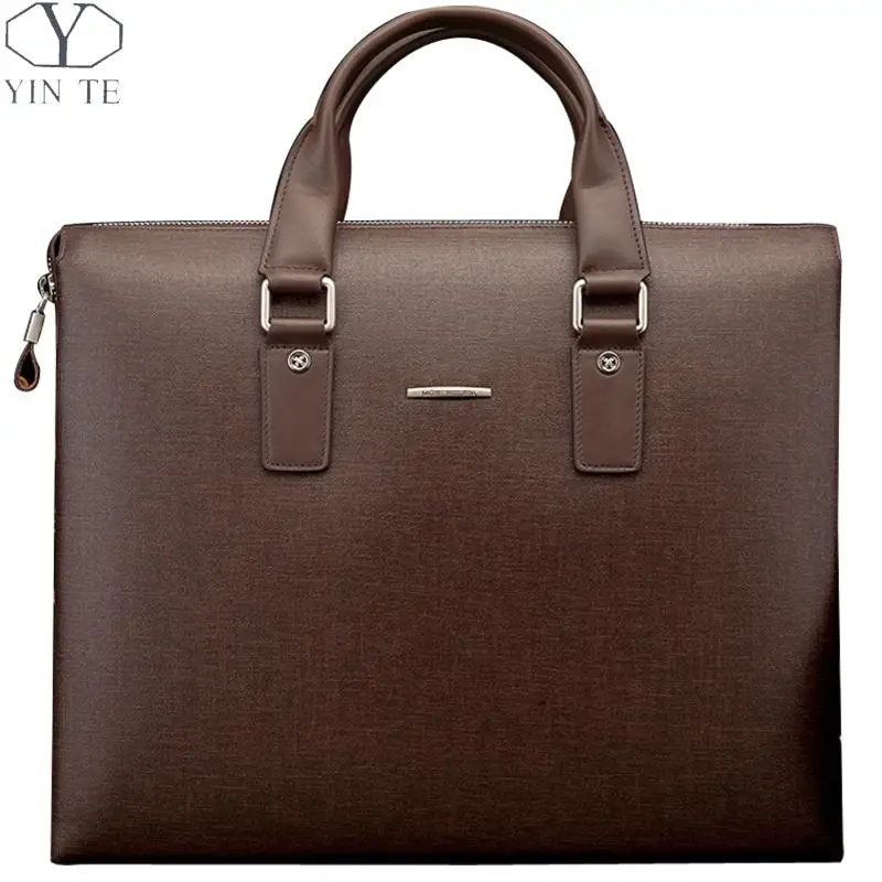 

YINTE Men's Handbag Fashion Brown Bags High Quality Business Men Totes Messenger Shoulder Bag Attache Case Men Portfolio T8342-5
