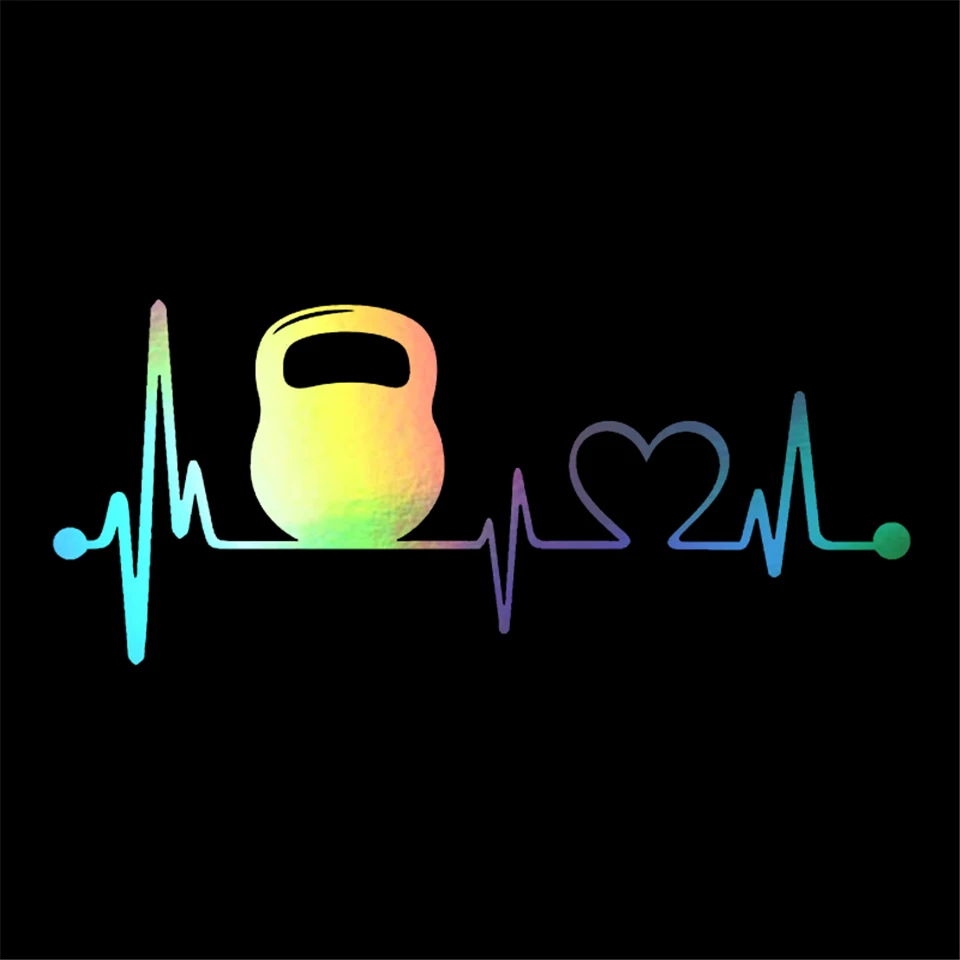 Kettlebell Lock Lifeline Heartbeat Applique Car Sticker Car Window Vinyl Car Sticker 21.1cmx7 (1)
