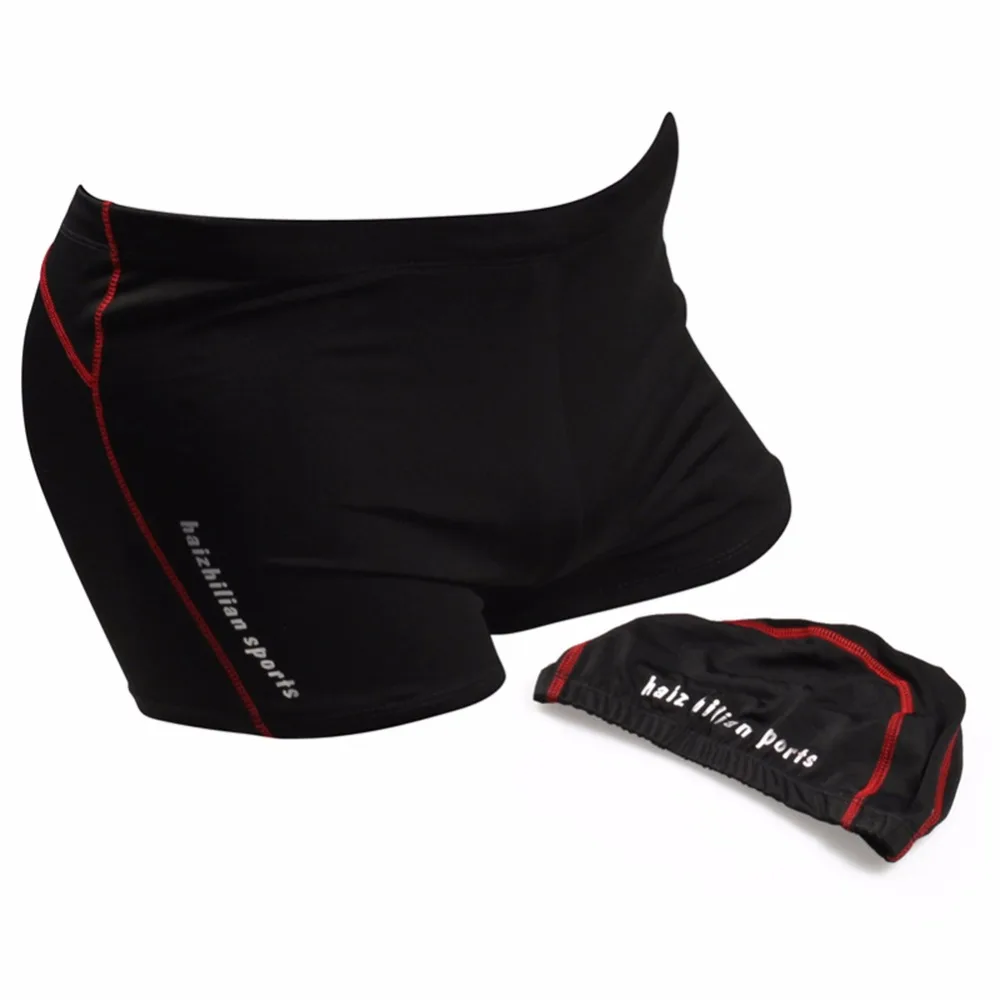 

New Men Swimming Cap Shorts Kit Waterproof Quick Drying Breathable Elastic Drawstring Trunks Hat Swimsuit Sportswear Accessories