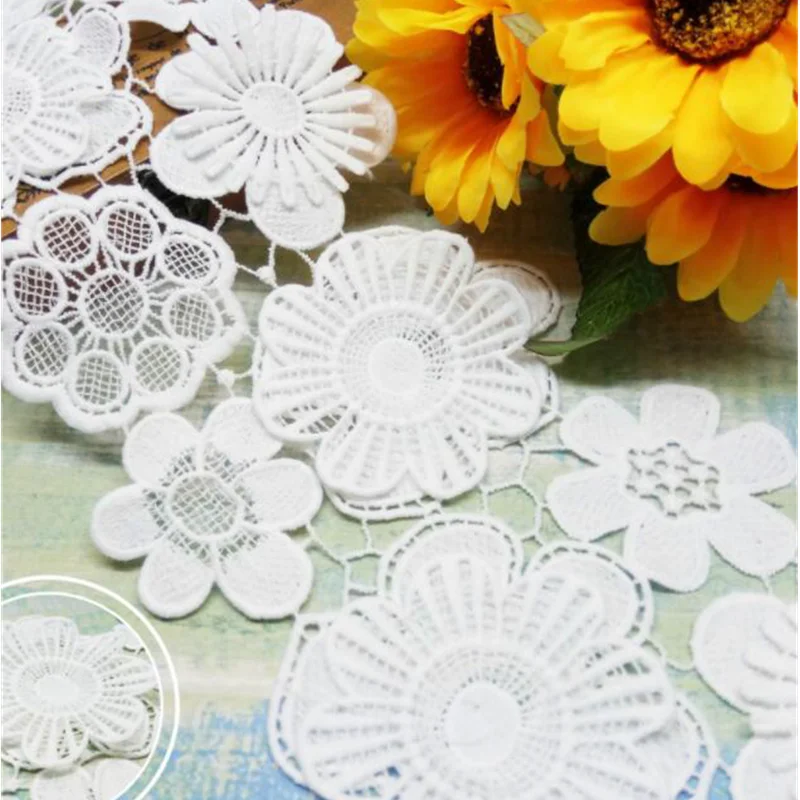 

1 Yard 2 layer Hollow 145mm Wide Lace Trim Wedding Dress Child Ribbon Trimmings Splice Flowers Applique Sewing Crafts DIY Decor