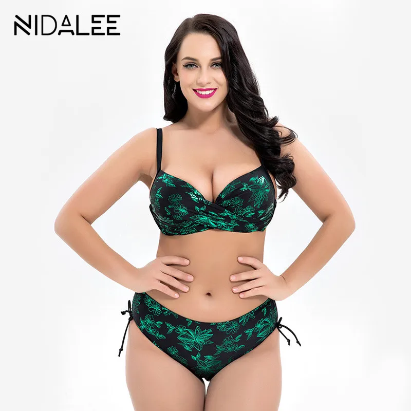 NIDALEE большая чашка бикини набор 2018 размера плюс купальники женские ретро