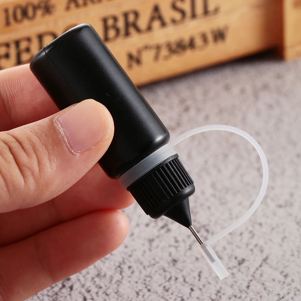 5Pcs 10ml Black Glue Applicator Needle Squeeze Bottle Reuse Glue