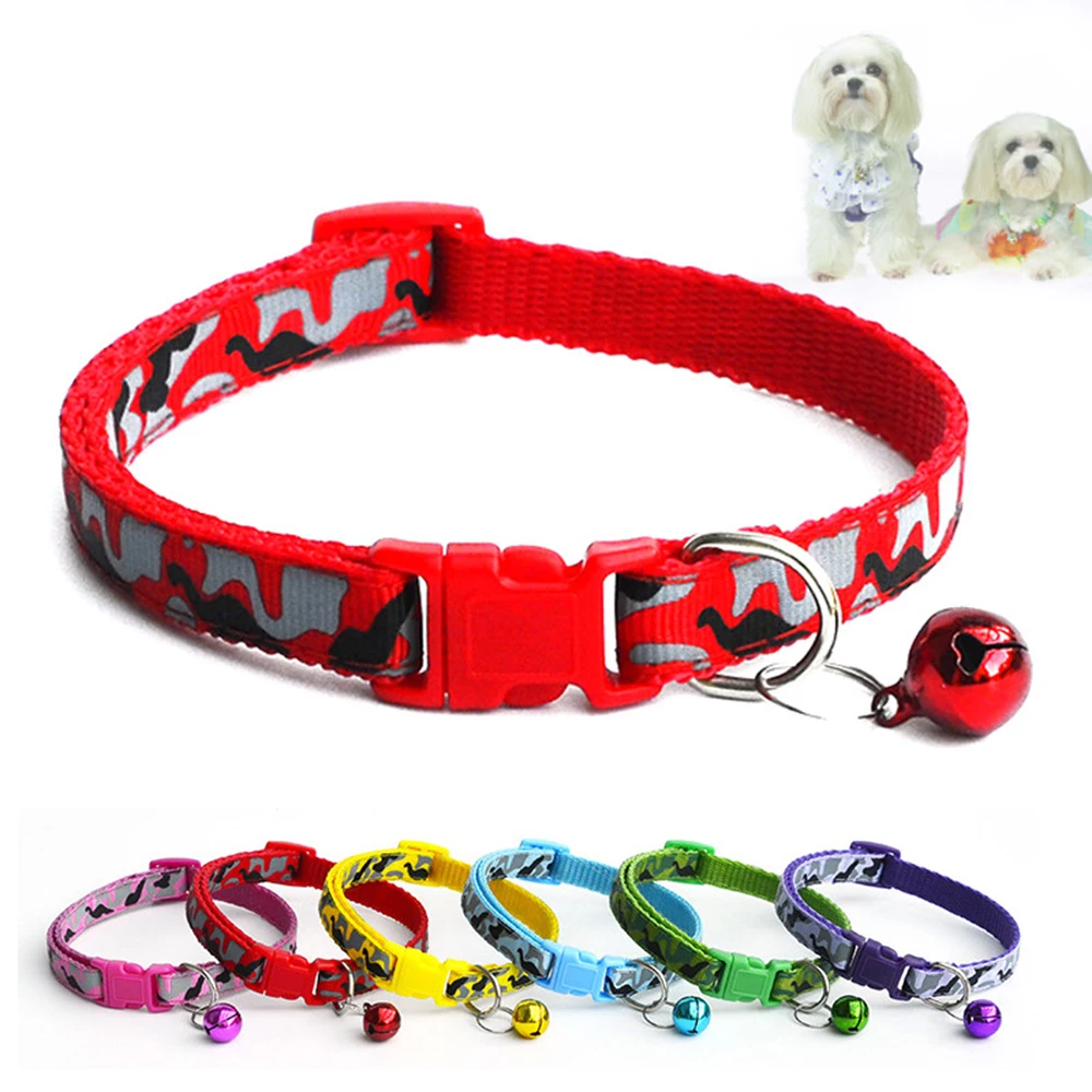 

Adjustable Camouflage Nylon Dog Collars Pet Collars with Bells Charm Necklace Collar for Little Dogs Cat Collars Pet Supplies