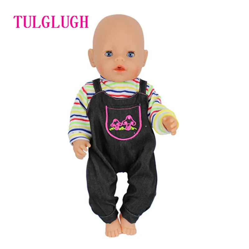 2color-choose-grid-jumpsuit-clothes-for-17-inch-43cm-baby-doll-children-best-gift