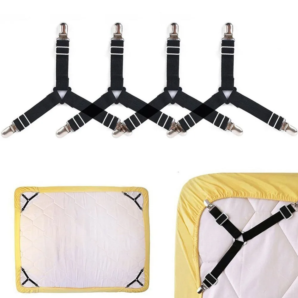 4pcs /set Home Suspenders Fasteners Sheet Mattress Gripper Cover