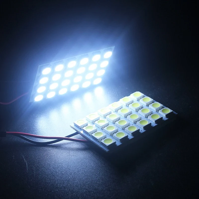 

2Pcs T10 BA9S 5050 24SMD Led Panel Dome Light Lamp Auto Car Reading Interior Lamp 12V LED Light with Festoon Adapters