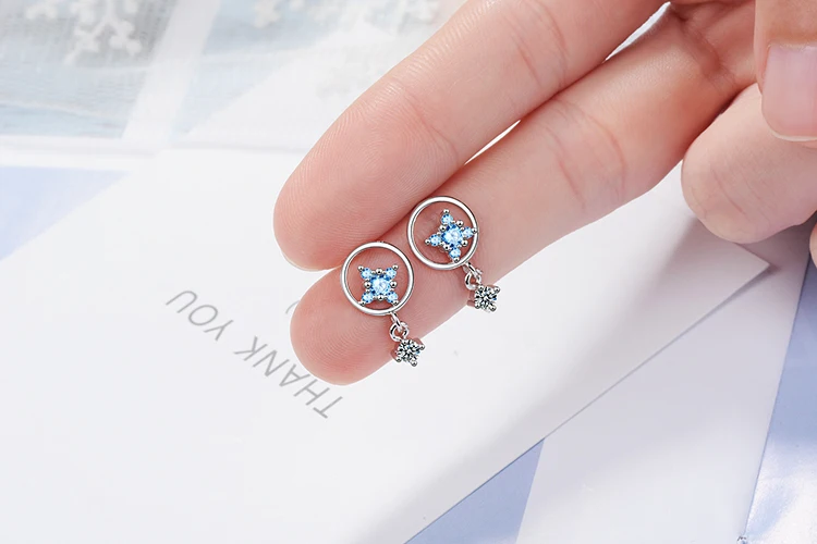 Anenjery, милые серьги в форме звезды желаний, 925 пробы, серебряные серьги для женщин, циркониевые сережки oorbellen pendientes S-E781