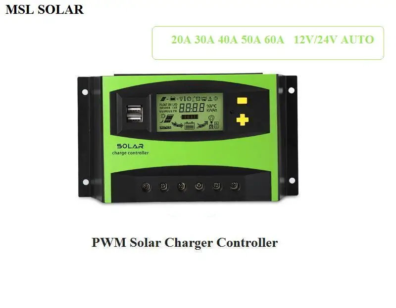 

MSL SOLAR 20A-60A DC 12V/24V Auto Solar Charger controller Solar Panel battery charger regulator with LCD Display Dual 5V USB