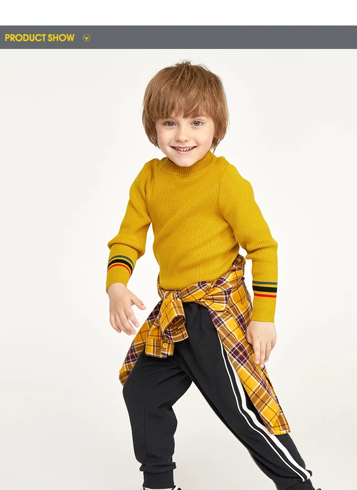 Balabala/Детский свитер для мальчиков; Новинка г.; Осенняя хлопковая одежда с круглым вырезом; Детский свитер; пуловер-стретч
