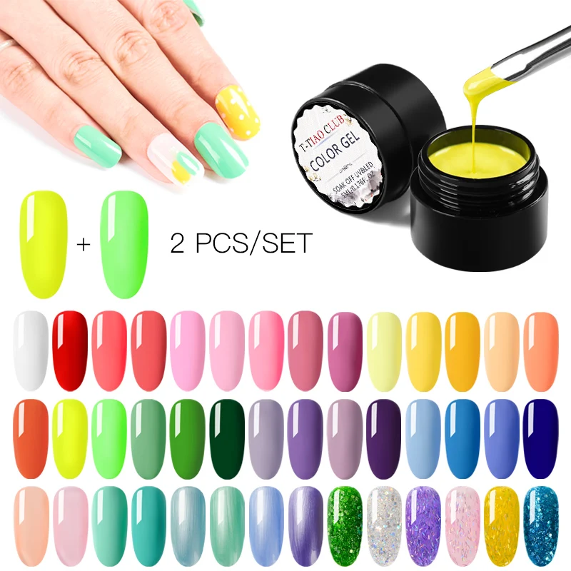 

2PCS Gel Nail polish Set UV Colors Nail Gel For Nail Art Lacquer Vernis Semi Permanent Acryl Hybrid Gel Varnishes Top Coat