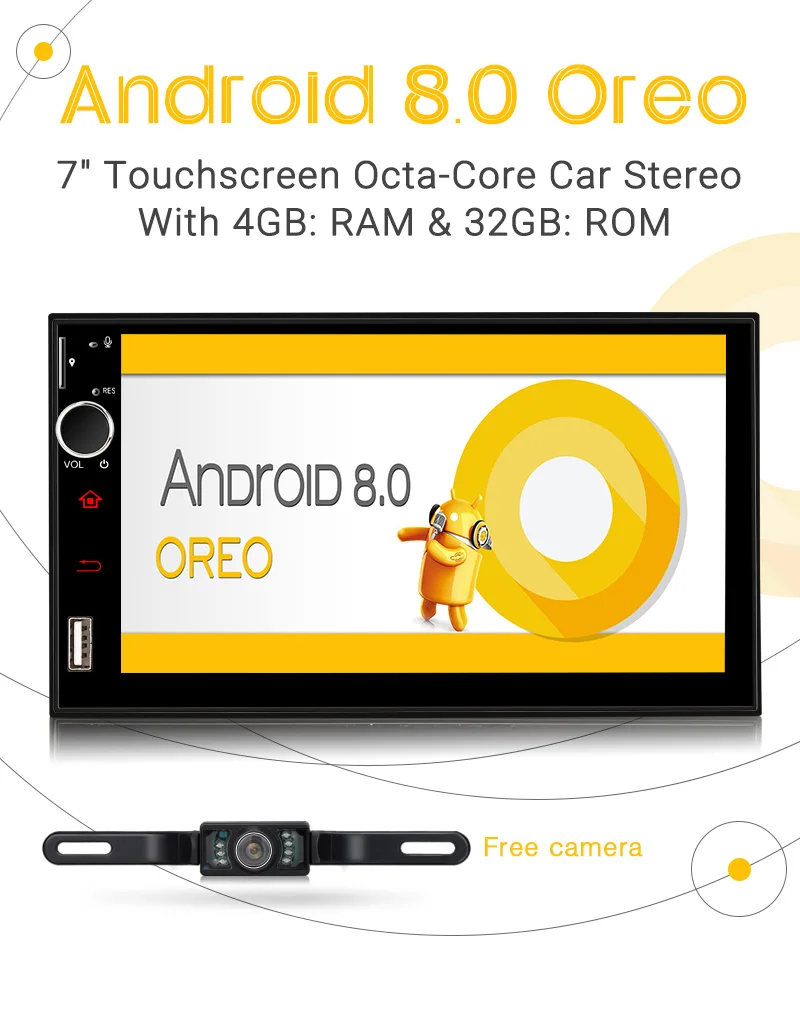 Flash Deal Pumpkin Qcta-Core 4GB RAM 32GB ROM Car Stereo 2 Din 7