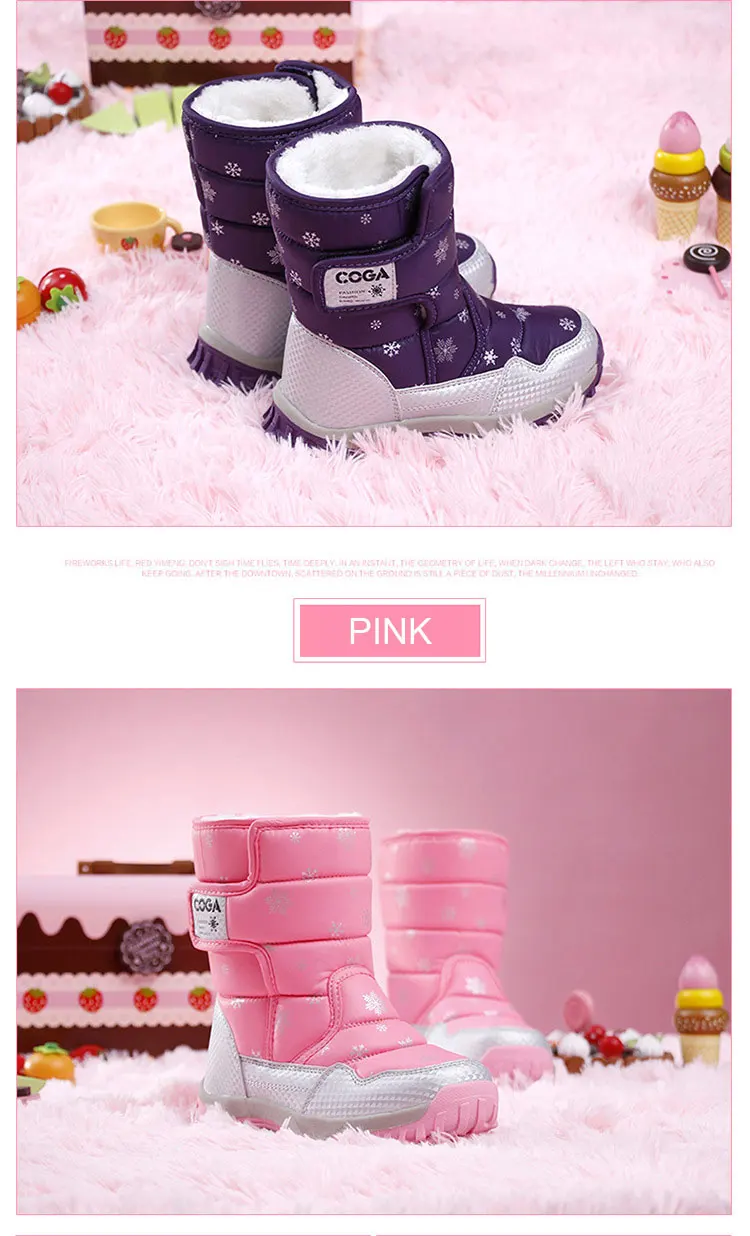 Детская зимняя обувь для девочек; повседневные короткие ботинки; ботинки для мальчиков и девочек; зимние ботинки с заплатками; Botte Enfant FIlle; цвет черный, фиолетовый, розовый; детская обувь на плоской подошве; 26-38