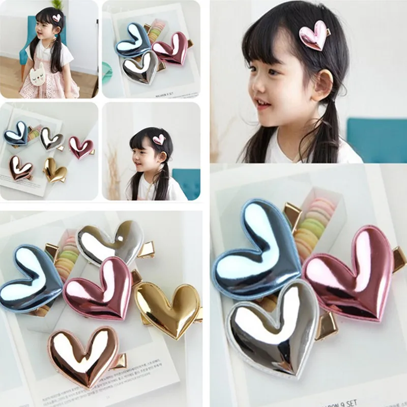

20 pcslot , Shiny PU Leather Heart Hairpins, Hair accessories, Hair Clip
