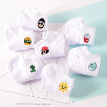 Новинка; милые женские носки-лодочки в стиле Харадзюку с вышитым улыбающимся лицом и КАКТУСОМ; хлопковые белые забавные фирменные милые тапочки в подарок для девочек