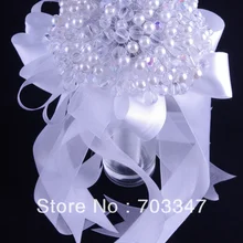 Горячая Распродажа! 6 X красивый бисерный и жемчужный букет на серебряном стебле, красивый свадебный букет