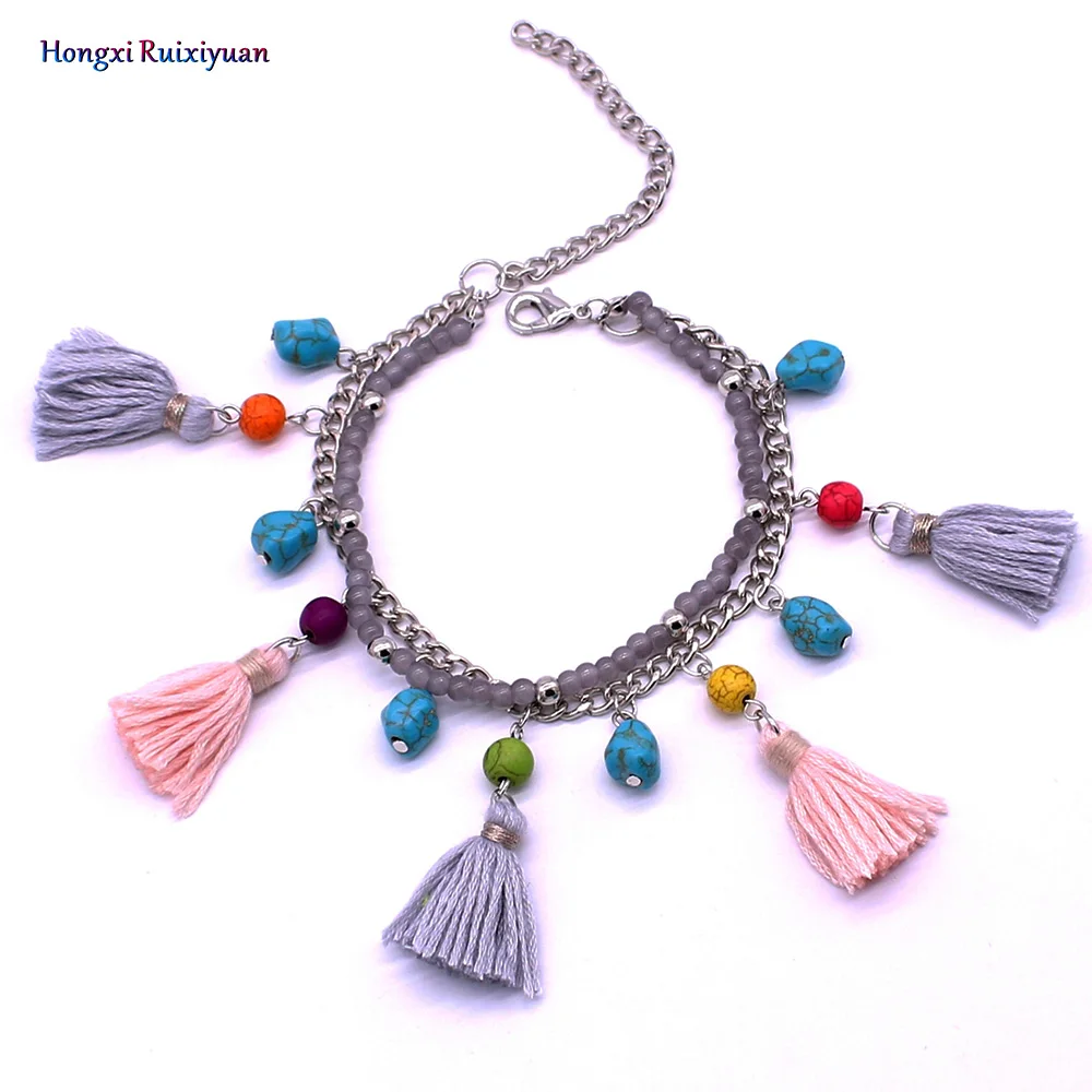 Ювелирные изделия Ms. Anklet хрустальные бусины кисточка цепочка из натурального