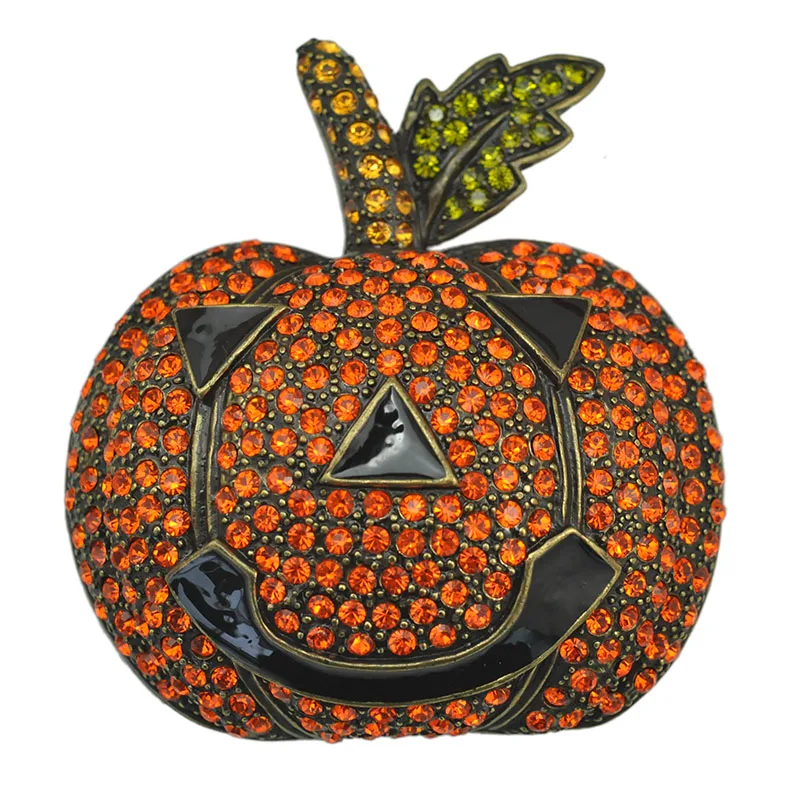 

2018 Deshow Halloween Pumpkin Brooch Pin Crystal Rhinestone Festival Accessory Unisex Garment Fashion Jewelry
