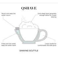 QSHAVE Razor Shaving Scuttle kubek wypełniony gorącą wodą utrzymuj pianę zawsze ciepło to duży rozmiar miska ręcznie kubek ceramiczny czarno-biały 3
