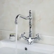 Хром поворотный 360 носик двойные ручки кухня Cozinha torneira бортике 8632-3 одно отверстие Смесители, смесители и краны