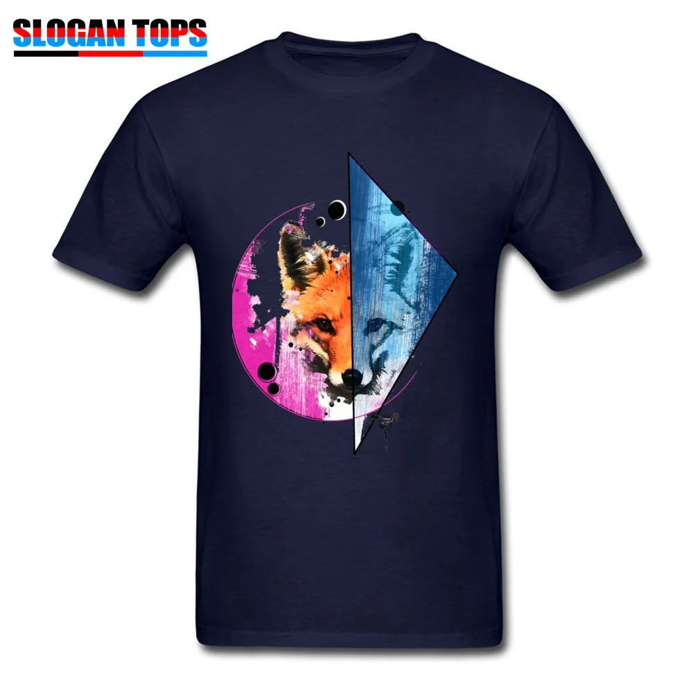 Fox in Style All Cotton Tees for Men Normal T Shirts Design Graphic O Neck Tops Shirt Short Sleeve Drop Shipping Fox in Style navy
