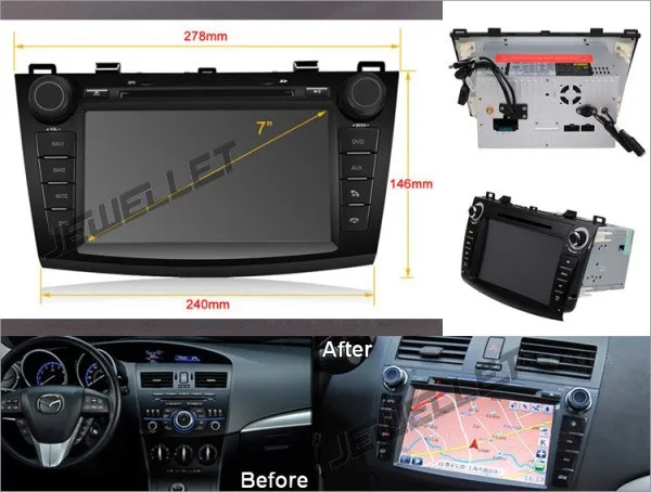 Discount Quad core 1024*600 HD screen Android 9.0 Car DVD GPS radio Navigation for Mazda 3 2010-2013 with 4G/Wifi DVR OBD 1080P 0