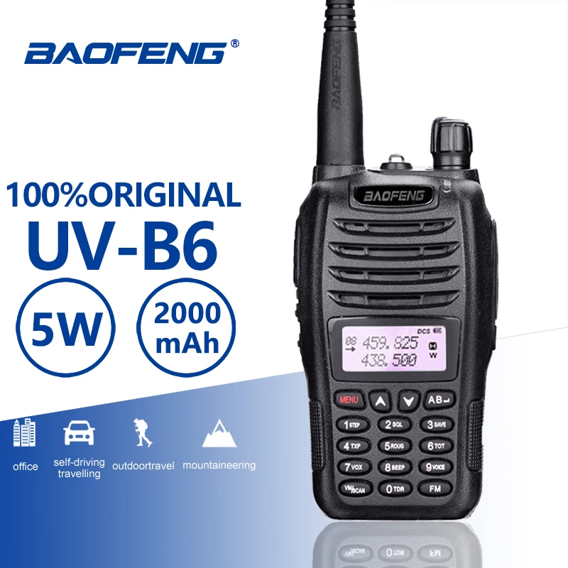 

BaoFeng UV-B6 Portable Walkie Talkie 5W Long Range Two Way Radio Dual Band UHF/VHF Interphone B6 Woki Toki FM Radio Transceiver