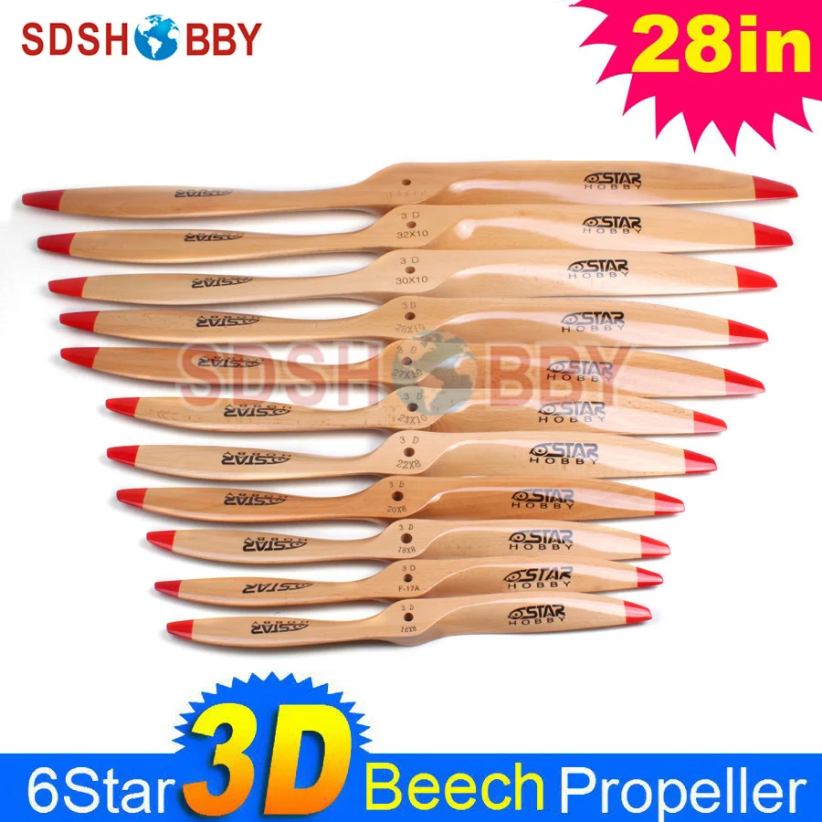 

1pc 6STARHOBBY 3D Wooden Propeller/ Beech Propeller 28B 28*10 28x10 for RC Gasoline/ Petrol Airplane