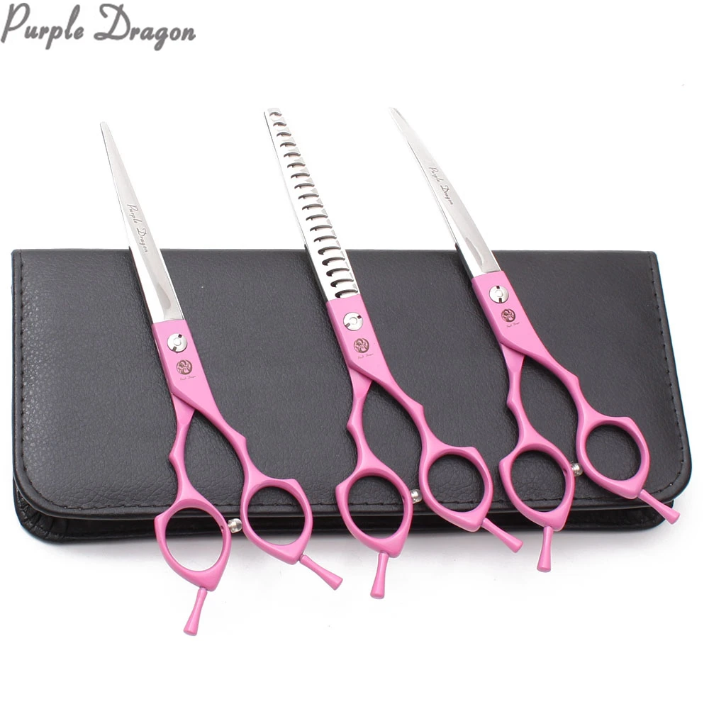 

Suit 7" 440C D3Pcs Dog Grooming Scissors Straight Shears Thinning Scissors Down Curved Shears Professional Pet Scissors Z3009
