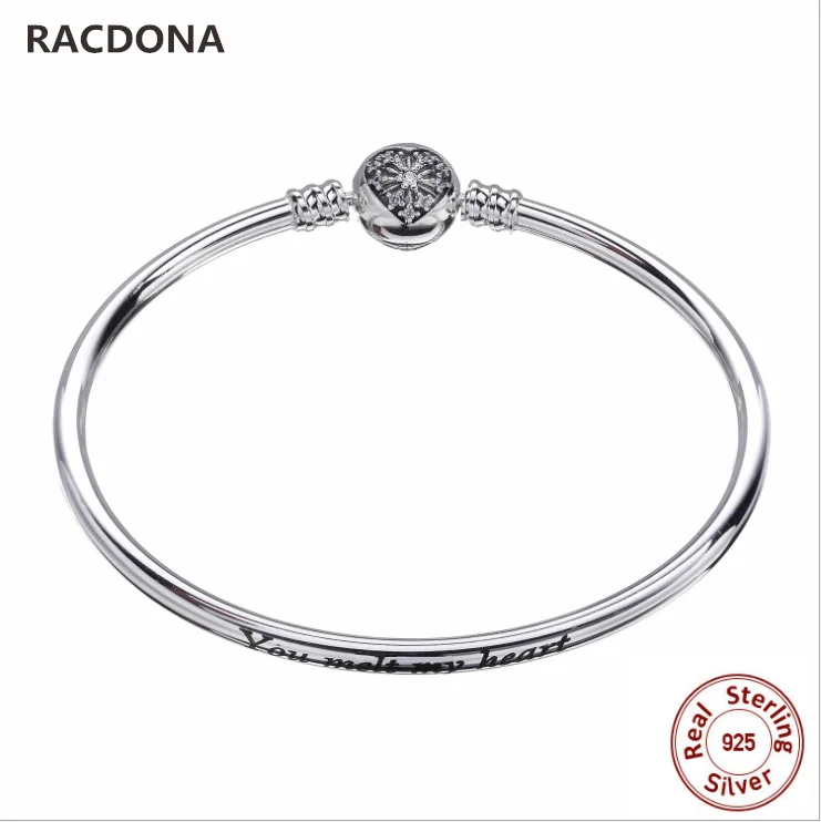 

2018 NEW Hot Sale 925 Sterling Silver Hollow CZ Winter Heart Bangle Bracelet Fit Original panqiou Charm Bracelet DIY Jewelry
