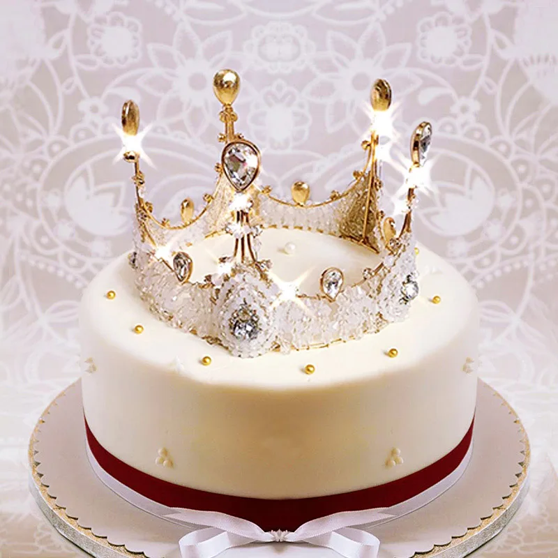 Crystal Diamonds Pearl Headdress Crown Cake Toppers