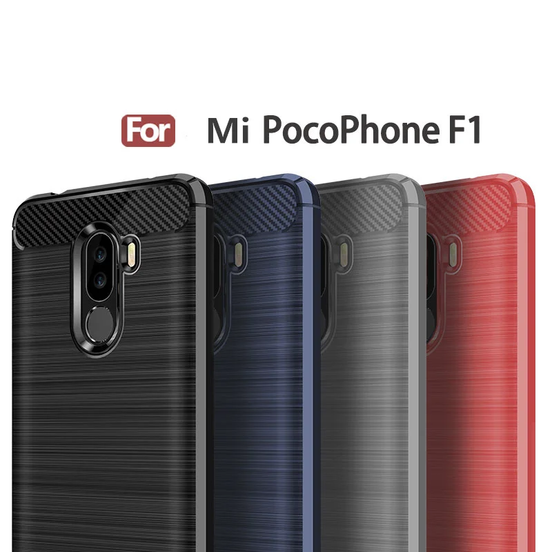 100 шт./лот углеродного волокна матовый Coque для Xiaomi Pocophone F1 Чехол Мягкий ТПУ