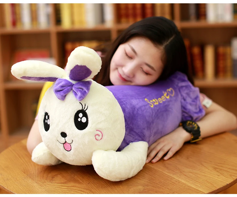Dorimytrader Kawaii Rabbit Pillow Plush Toys Doll Giant Stuffed Bunny Sleeping Pillow for Girl Gift Wedding Decoration 43inch 110cm DY50509  (9)