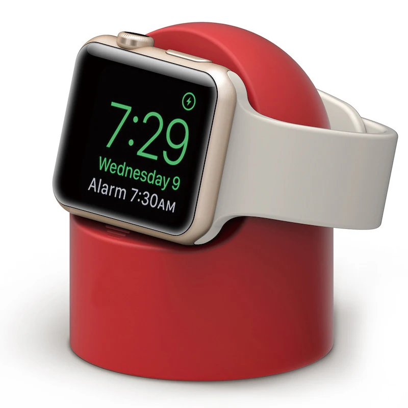 Подставка для зарядки для Apple watch Series 1 2 3 4 44 мм 42 мм 40 мм 38 мм силиконовый кронштейн для iWatch настольная подставка - Цвет: Red