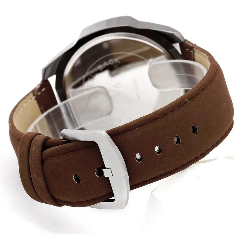 Дизайн Роскошные для мужчин часы аналоговый Спорт на открытом воздухе сталь случае кварцевые циферблат кожа наручные часы