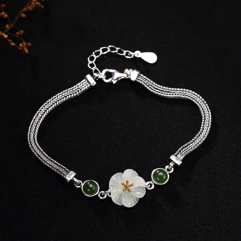 flower natural jade  bangle for women 3