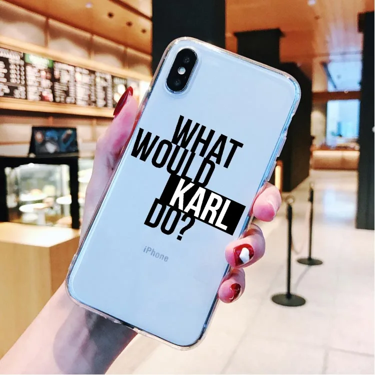 Karl Lagerfeld TPU Soft Clear Silicone Phone Case For Coque iPhone 7 7Plus 6 6s 8 8Plus 5s SE Cover For iphone X XS Max XR Cases