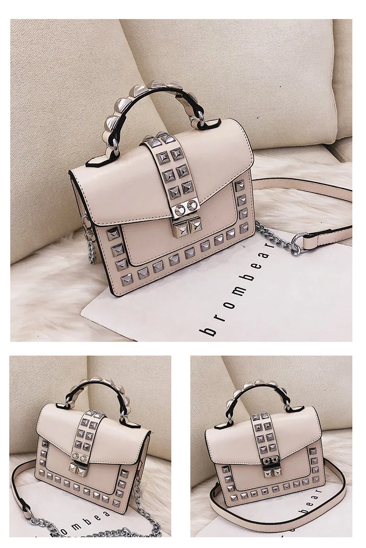 Rebite do vintage pequeno quadrado saco crossbody