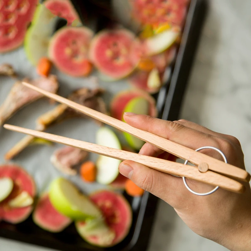 New Wooden Tongs Kitchen Tongs Food Clip Wood Cake Snack Salad Toast Tongs Bread Fruit Serving BBQ Clip Wood Kitchen Accessories (4)