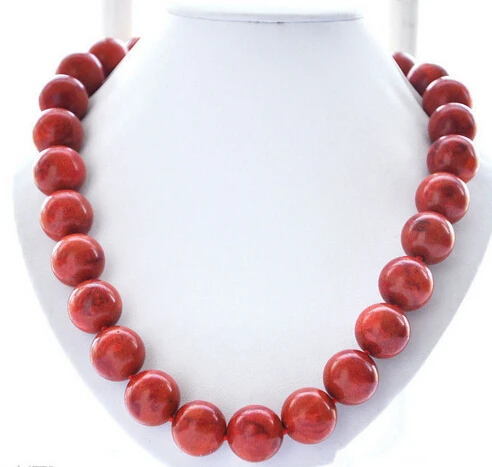 

huij 003732 Fashion jewelry 18MM natural grass coral red round necklace 18