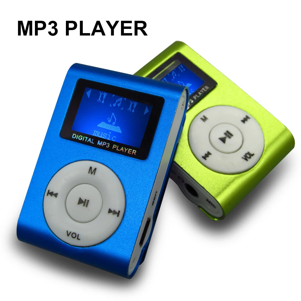 Металлический ЖК-экран Mp3 музыкальный плеер портативный мини MP3-плеер с зажимом и слотом Micro TF/SD+ высококачественные наушники+ USB кабель